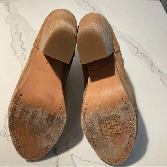 RAG & BONE Tan Suede Sz 9.5 Stacked 3” Heel Booties - Picture 8 of 11